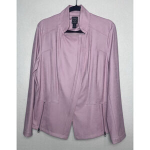 Clara Sun Woo Women's Liquid Faux Leather Moto Asymmetrical Zip Size XL Pink